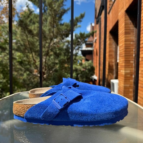 New Birkenstock Boston Soft Footbed Clogs in Ultra Blue Suede US 7 / EUR 38 - Picture 11 of 13